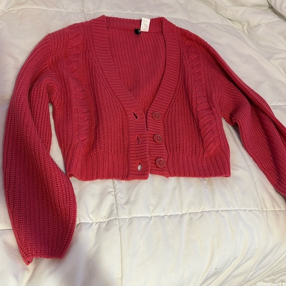 H&M Sweaters Hm Hot Pink Knit Cardigan Size Xs Poshmark
